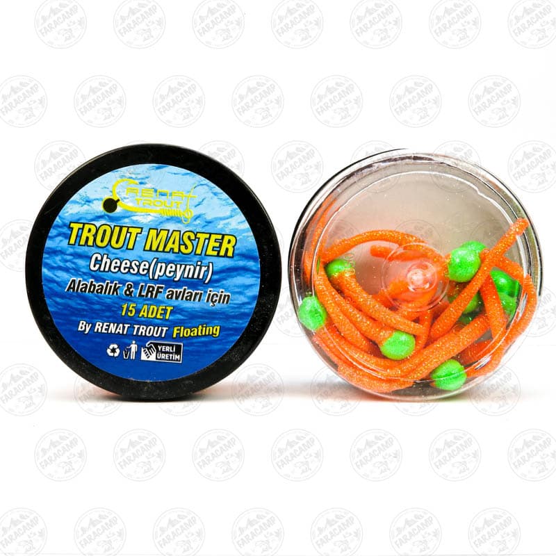 طعمه مصنوعی دم موشی شناور نارنجی-سبز طعم دار(پنیر) رنات بیت بسته ۱۵ عددی,Renat Baits Tailed Trout Master