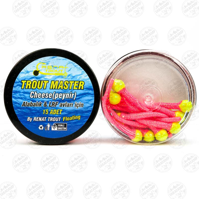 طعمه مصنوعی دم موشی شناور صورتی-فسفری طعم دار(پنیر) رنات بیت بسته ۱۵ عددی,Renat Baits Tailed Trout Master
