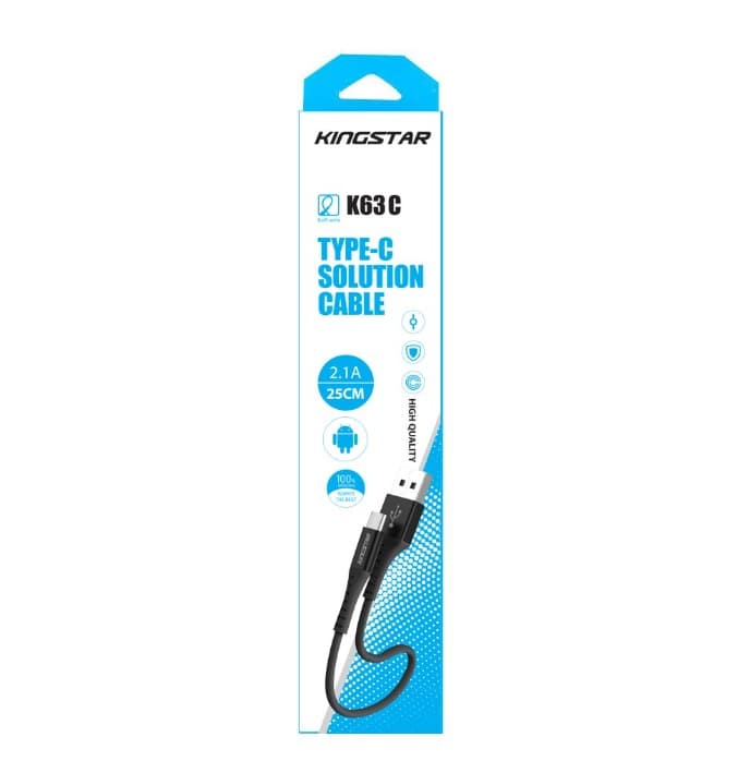 کابل تبدیل USB به USB-C کینگ استار مدل K63C طول 25 سانتی متر