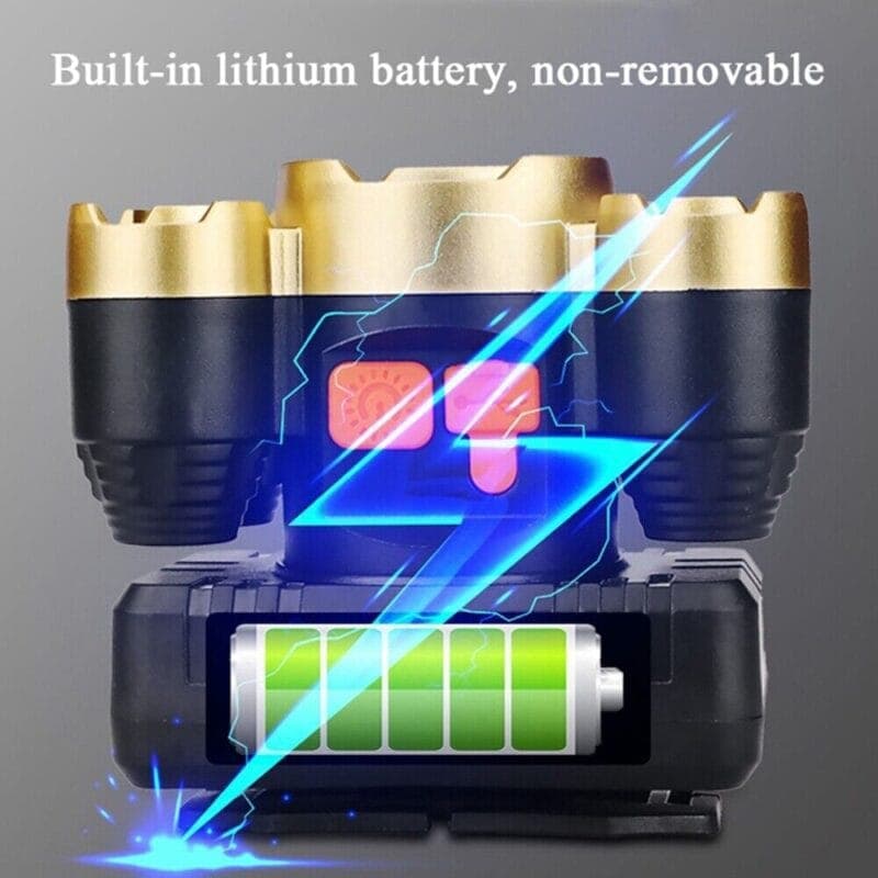 چراغ قوه پیشانی هدلایت شارژی High Power Headlamp پنج لامپ — تصویر ۹