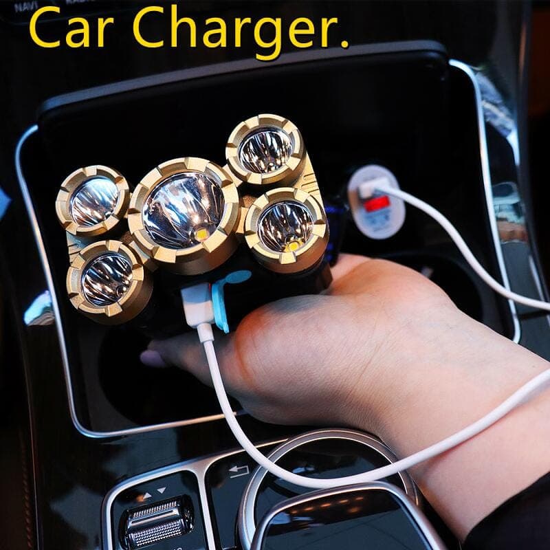 چراغ قوه پیشانی هدلایت شارژی High Power Headlamp پنج لامپ — تصویر ۳