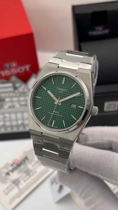 ساعت مچی تیسوت پی آر ایکس | Tissot PRX | نقرهای صفحه سبز کوارتز