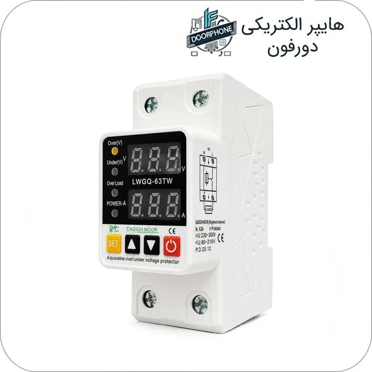 محافظ ولتاژ و جریان تک فاز دقیق نور مدل LWGQ-63TW