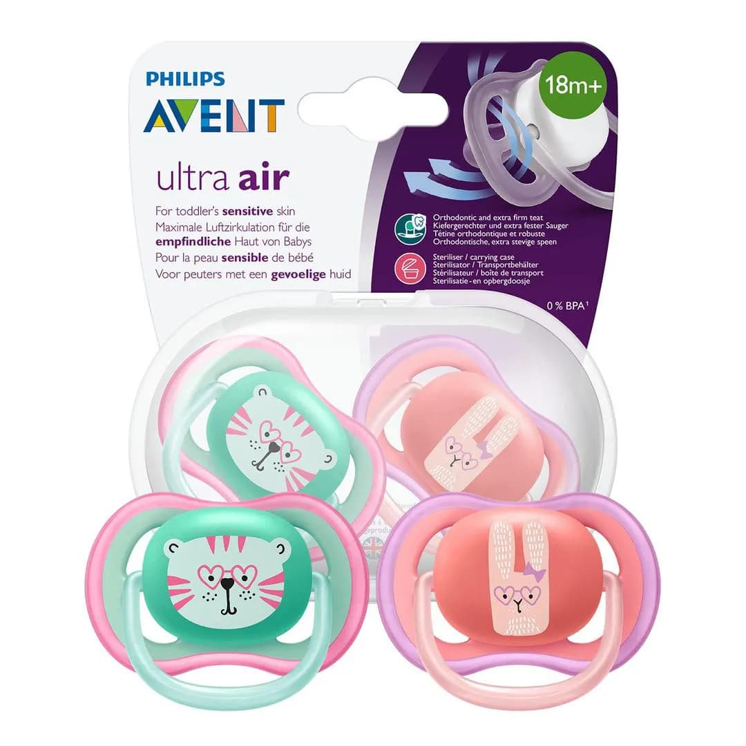 پستانک ۲ عددی +۱۸ ماه فیلیپس اونت philips avent طرح گربه و خرگوش — تصویر ۲