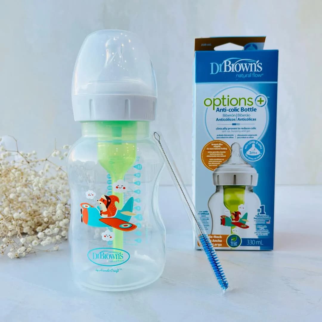 شیشه شیر طلقی ۳۳۰ میل آپشن پلاس دکتر براون Dr Brown’s طرح خلبان