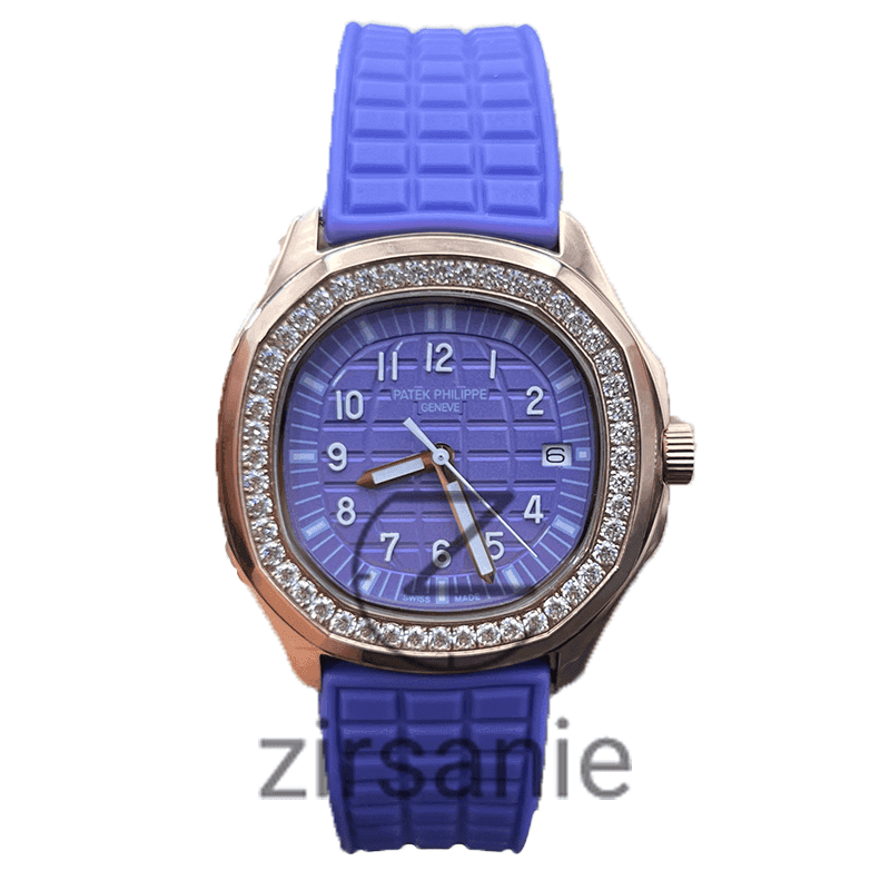ساعت مچی زنانه پتک فیلیپ آکوانات دورنگین Patek Philippe Aquanaut Diamonds Rosegold Blue