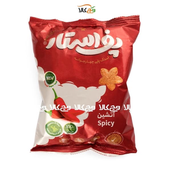 اسنک گیاهی چهار غله آتشین پف استار – 50 گرمی — تصویر ۲
