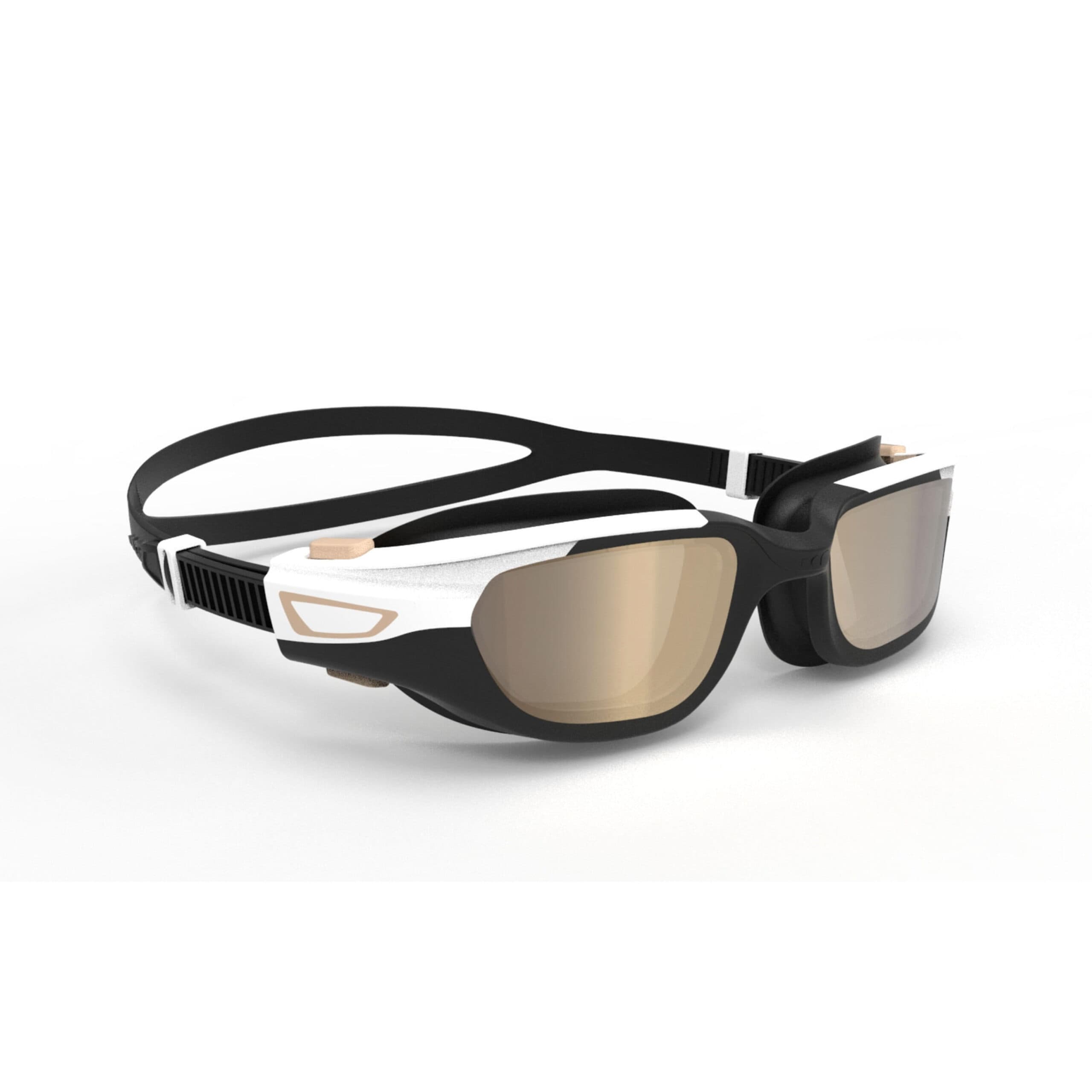 عینک شنا نابایجی – دکتلون Nabaiji Swimming Goggles – Large Size – Black/Beige/White – Mirrored Glass – Spirit