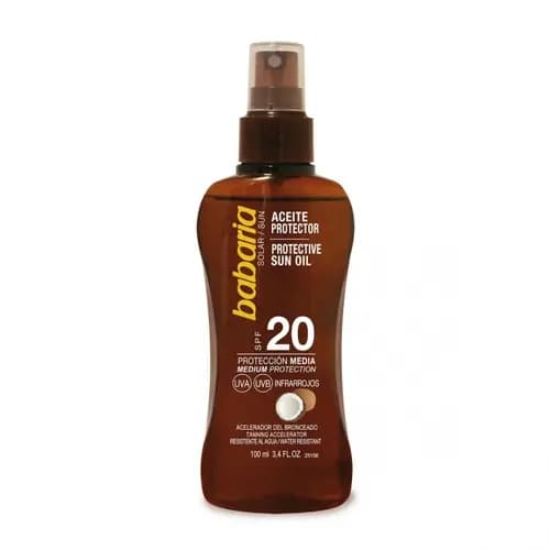 روغن برنز کننده اسپانیایی باباریا Babaria Sun Oil Spf 20 حاوی عصاره نارگیل 100میل