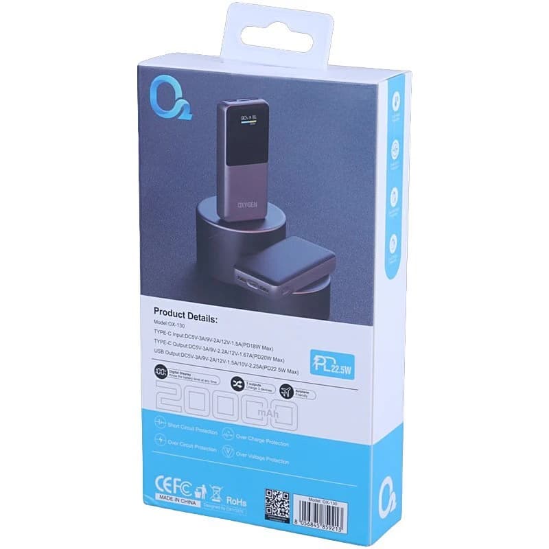 پاور بانک فست شارژ اکسیژن OX-130 PD 22.5W ظرفیت 20000 میلی آمپر ساعت — تصویر ۷