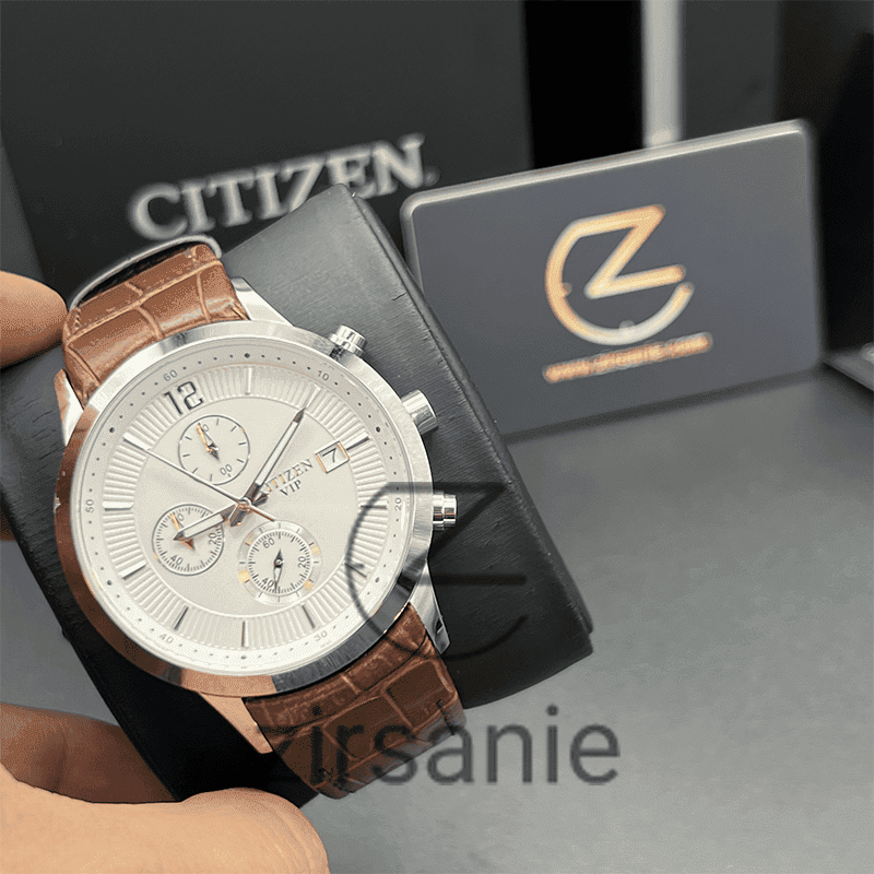 ساعت مچی مردانه سیتیزن وی آی پی کرنوگراف Citizen VIP Chronograph Silver White — تصویر ۳