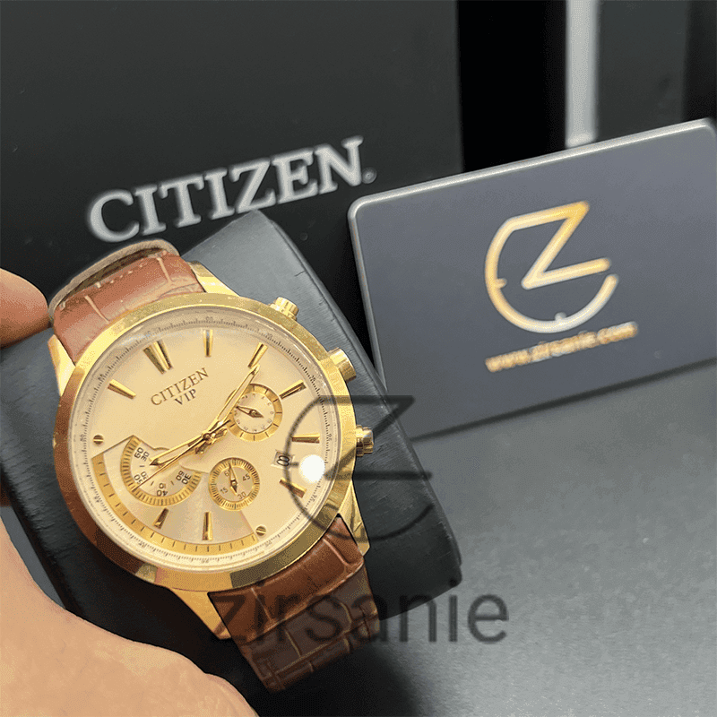ساعت مچی مردانه سیتیزن وی آی پی کرنوگراف Citizen VIP Chronograph Gold — تصویر ۲