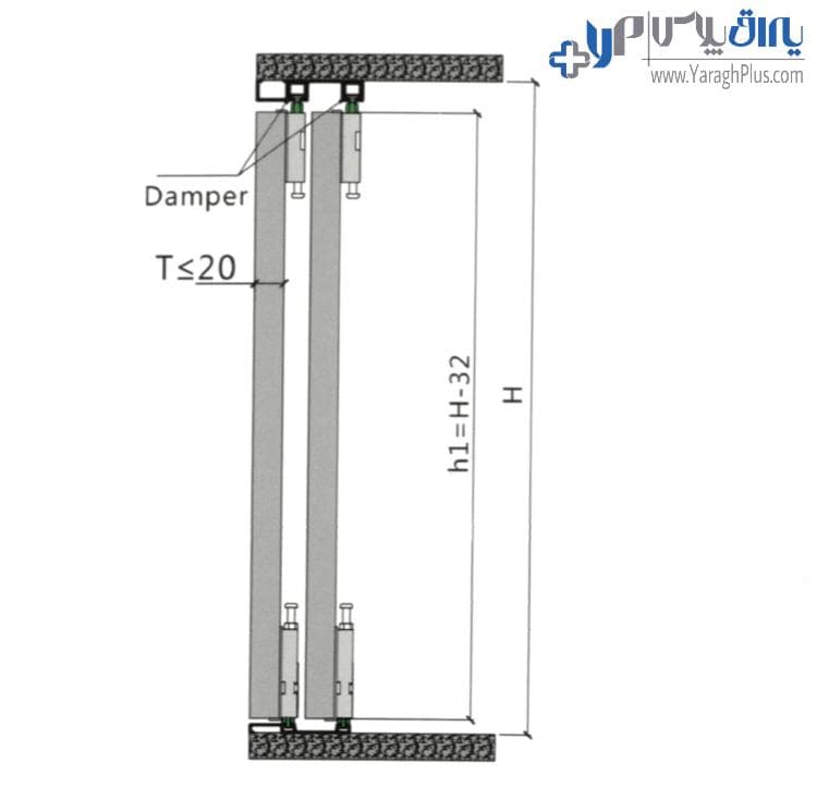 مکانیزم درب ریلی تاپ لاین توکار دو درب فانتونی C701 — تصویر ۶