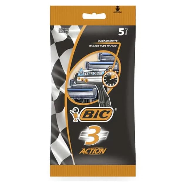 خودتراش مردانه سه لبه بیک BIC Action 3 بسته 5 عددی