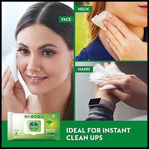 دستمال مرطوب چند منظوره پوست و سطوح دتول Dettol بسته 40 عددی — تصویر ۶