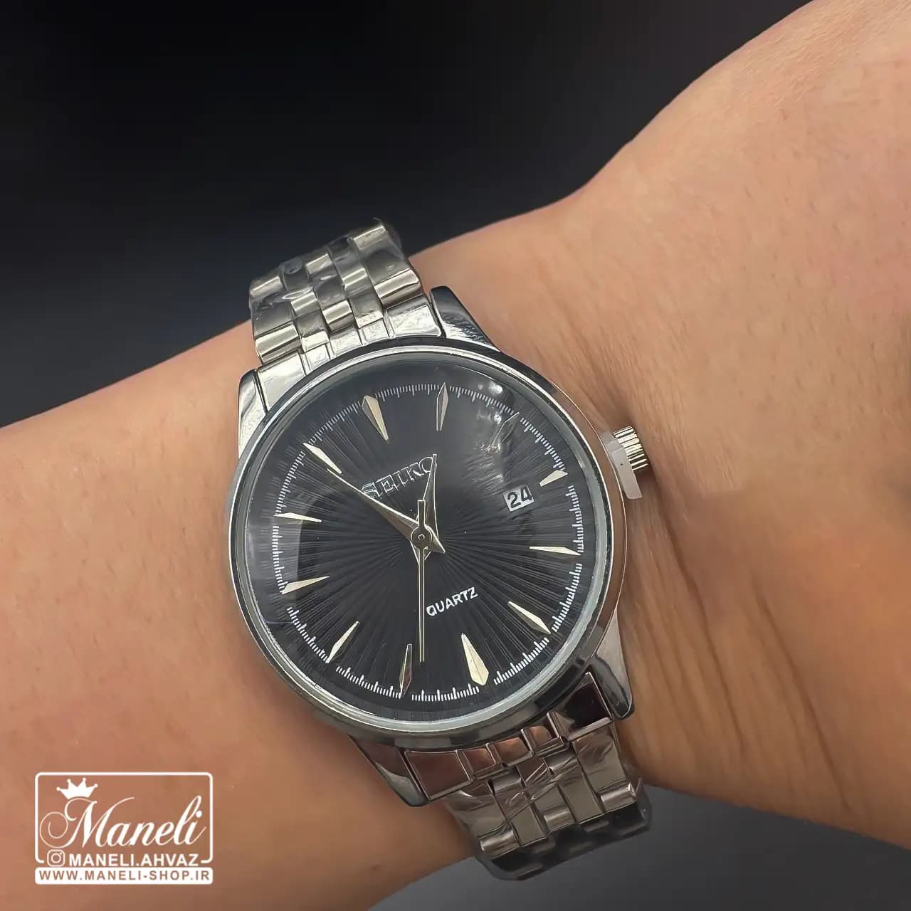 ساعت سیکو زنانه سیلور با صفحه مشکی (SEIKO) — تصویر ۶