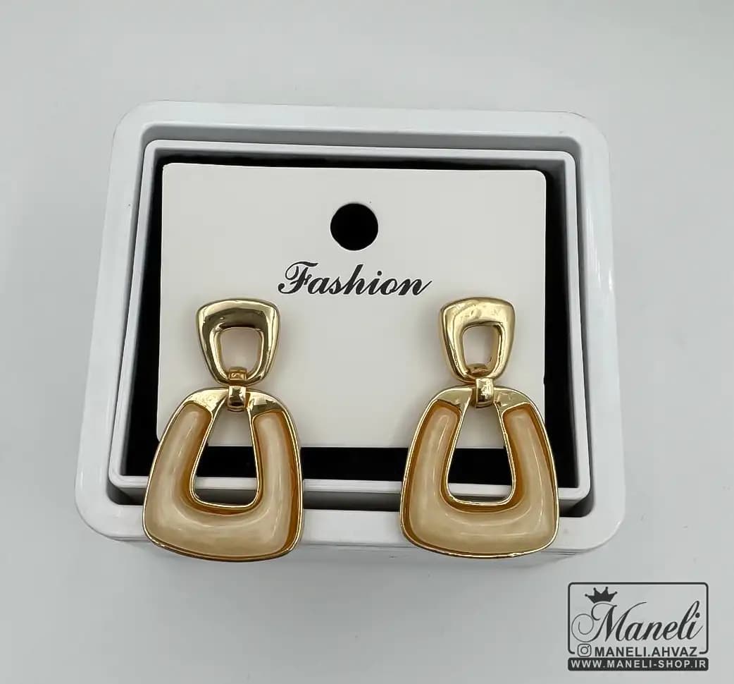 گوشواره ی فشن زنانه طلایی و کرم رنگ|409812 — تصویر ۵