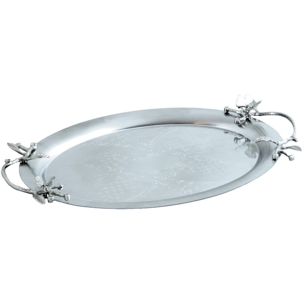 سينی پذیرایی مدل بیضی بزرگ استیل مات کد SK-80089 — تصویر ۲