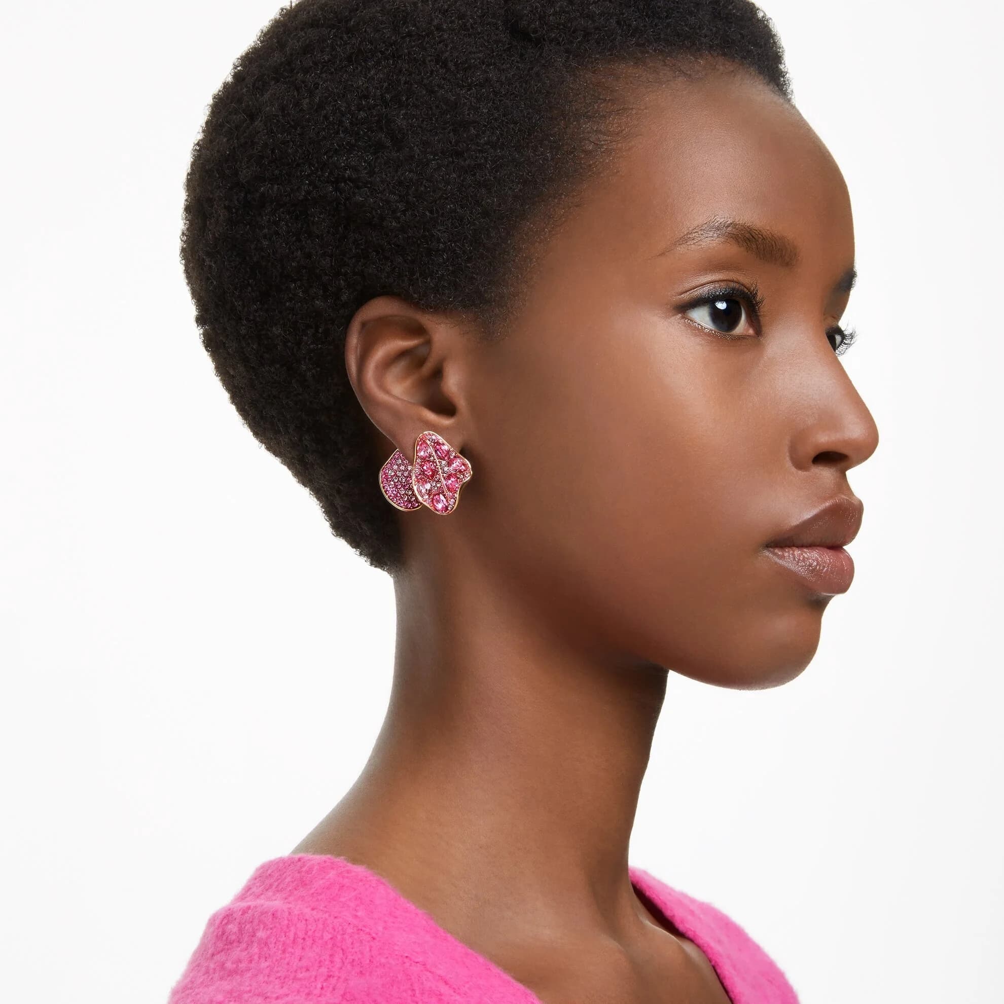 گوشواره صورتی سواروسکی اورجینال Swarovski Florere stud earrings 5650561 — تصویر ۲