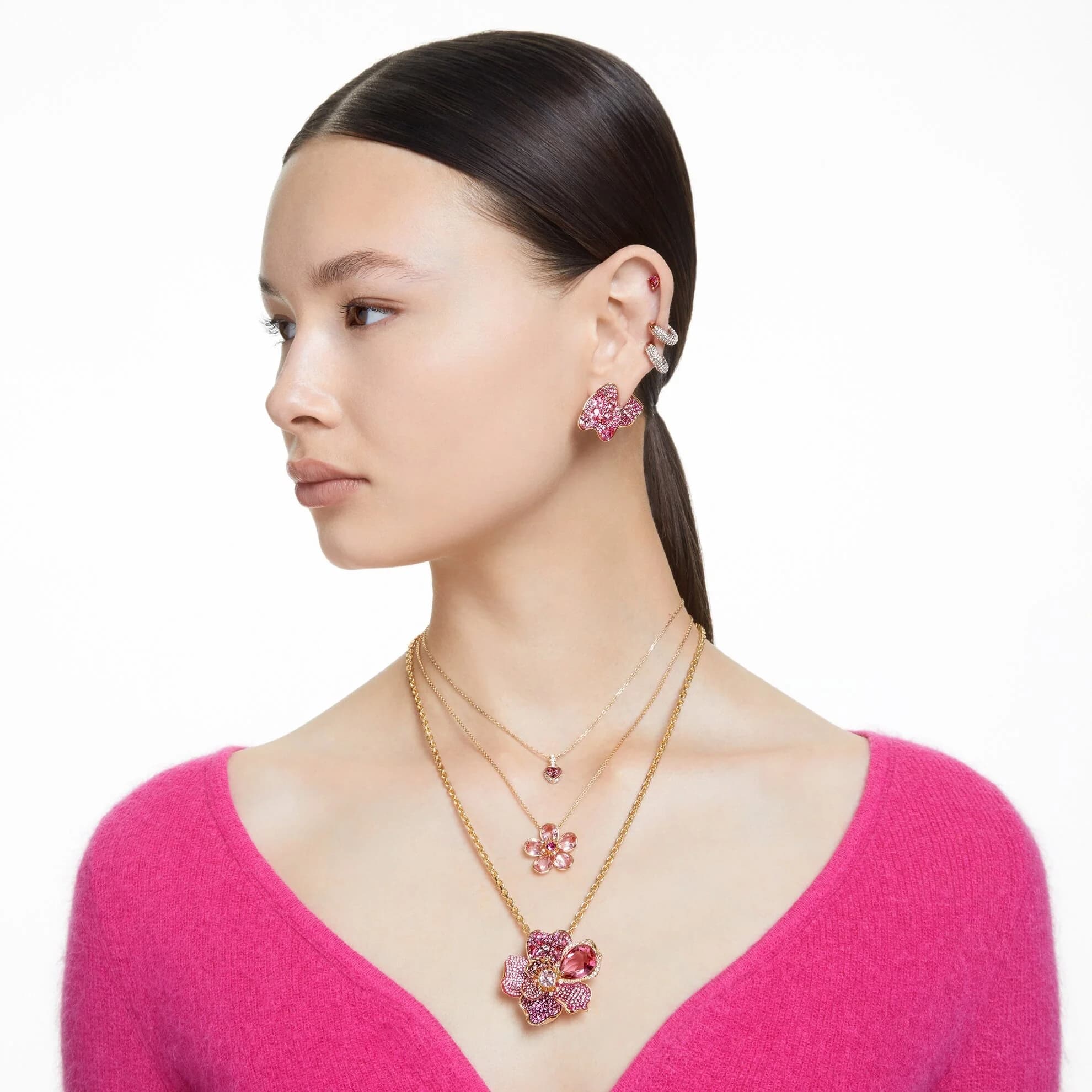 گوشواره صورتی سواروسکی اورجینال Swarovski Florere stud earrings 5650561 — تصویر ۶