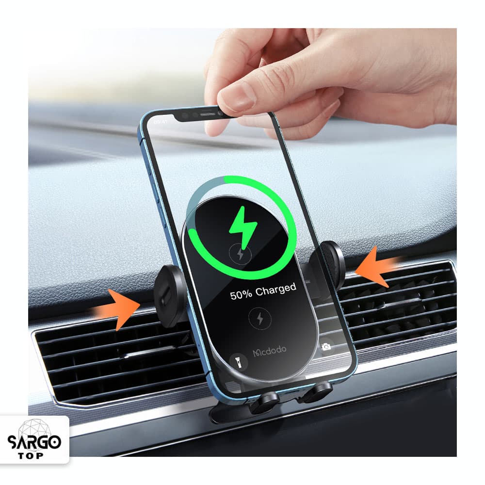 هولدر و شارژر وایرلس خودرو مک دودو (Mcdodo) 15 وات مدل CH-1600 مشکی — تصویر ۳