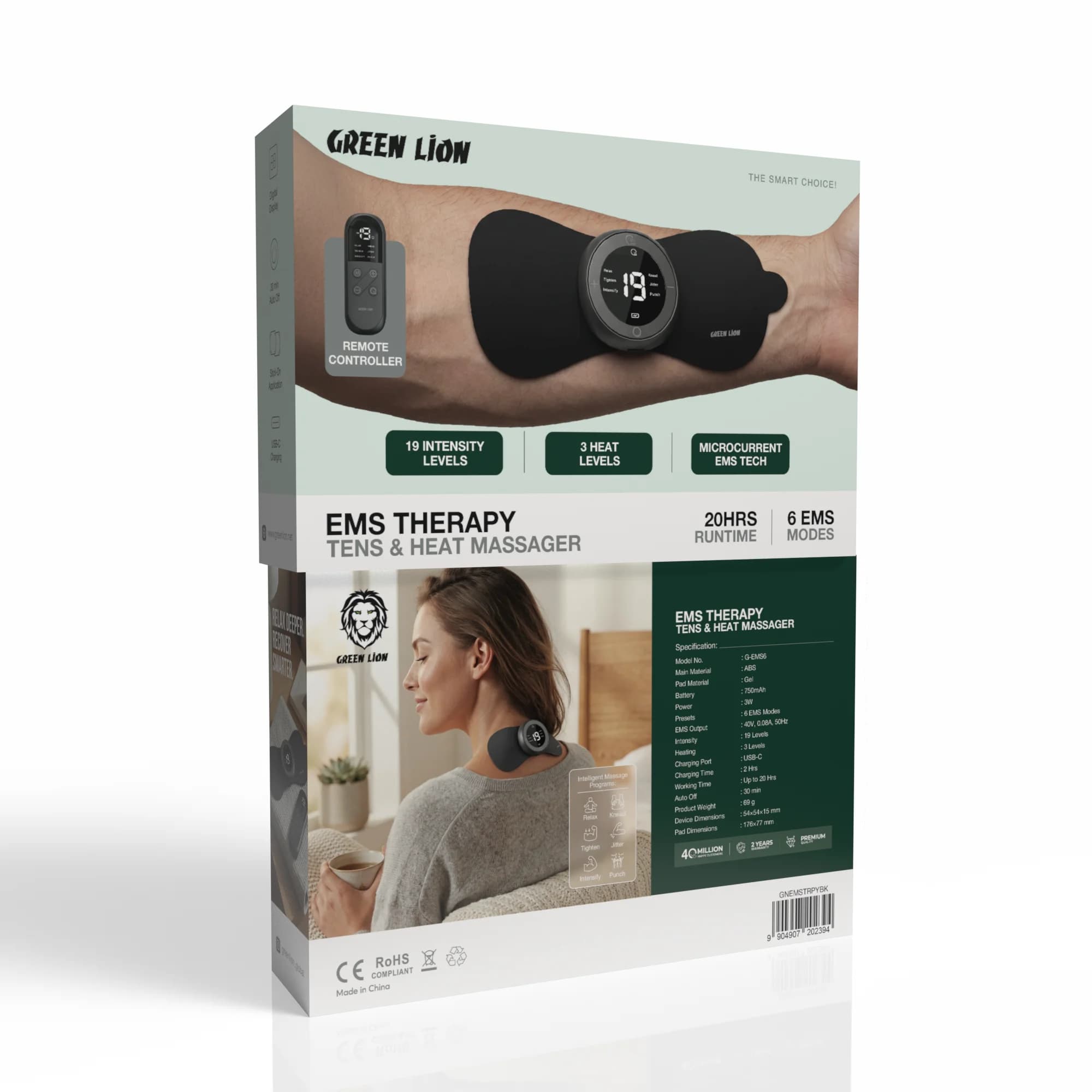 ماساژور برقی عضلانی حرارتی G-EMS6 مدل EMS Therapy TENS & Heat گرین لاین — تصویر ۵
