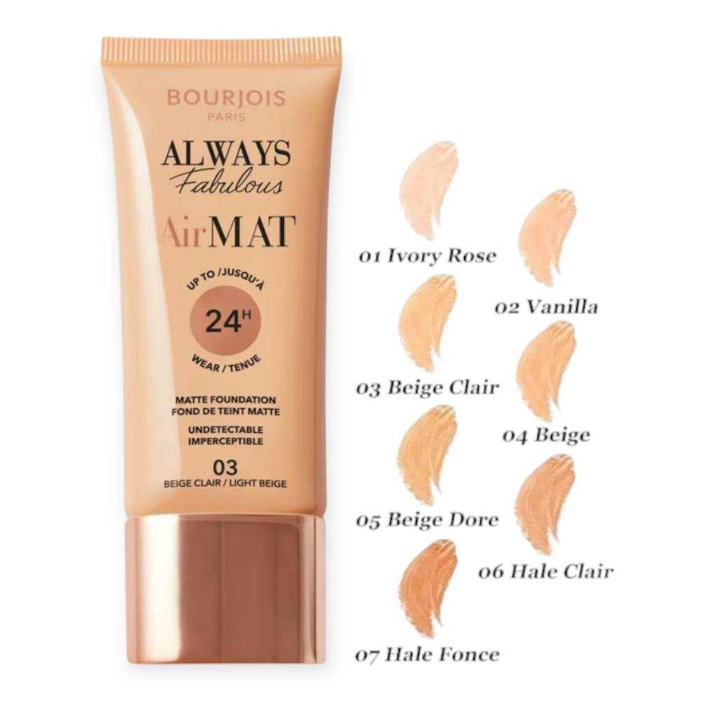 کرم پودر ایرمت الویز فبیولس بورژواBOURJOIS مدل Always Fabulous Air Mat همه شماره ها