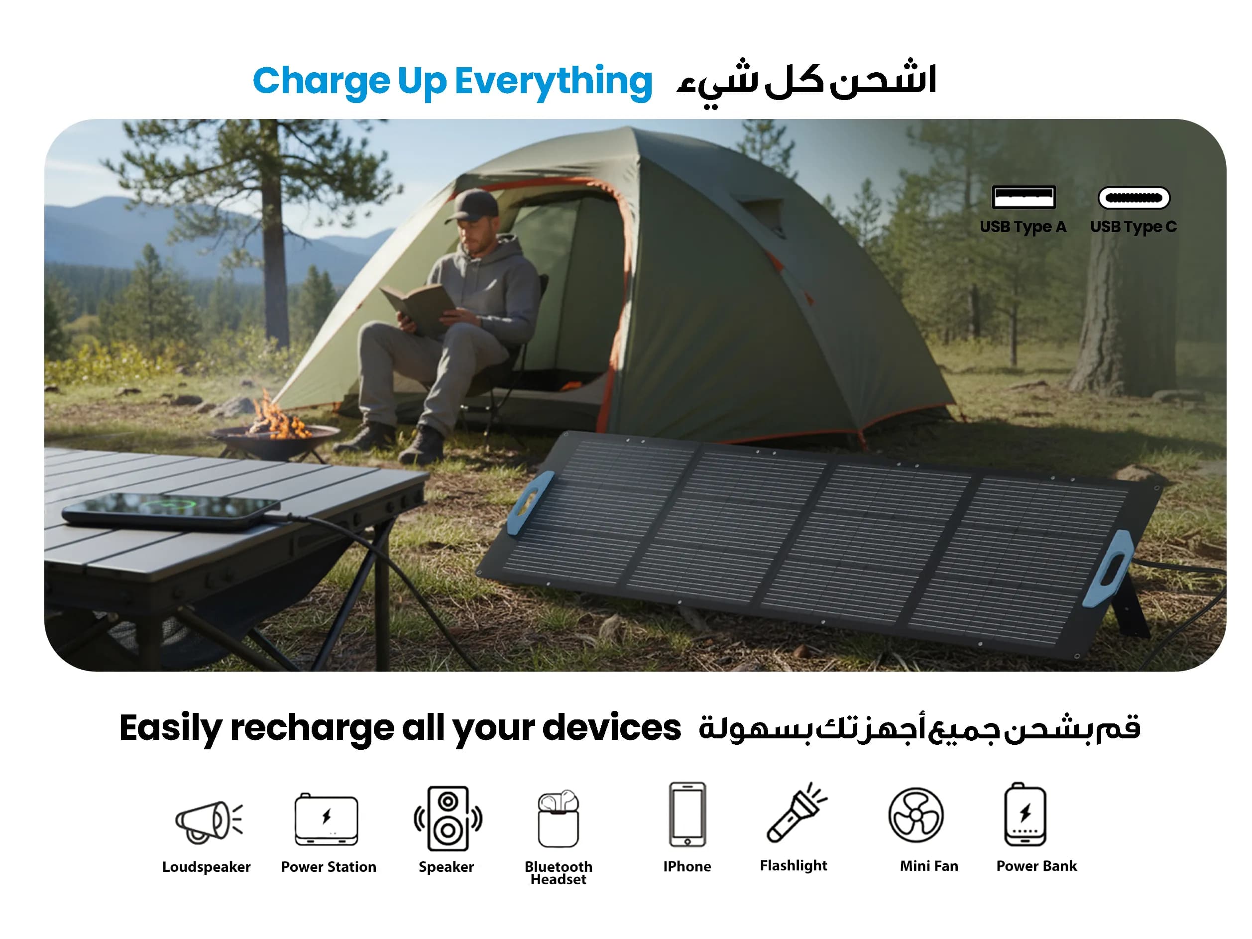 پنل خورشیدی قابل حمل پاورولوژی مدل 200W Monocrystalline — تصویر ۳