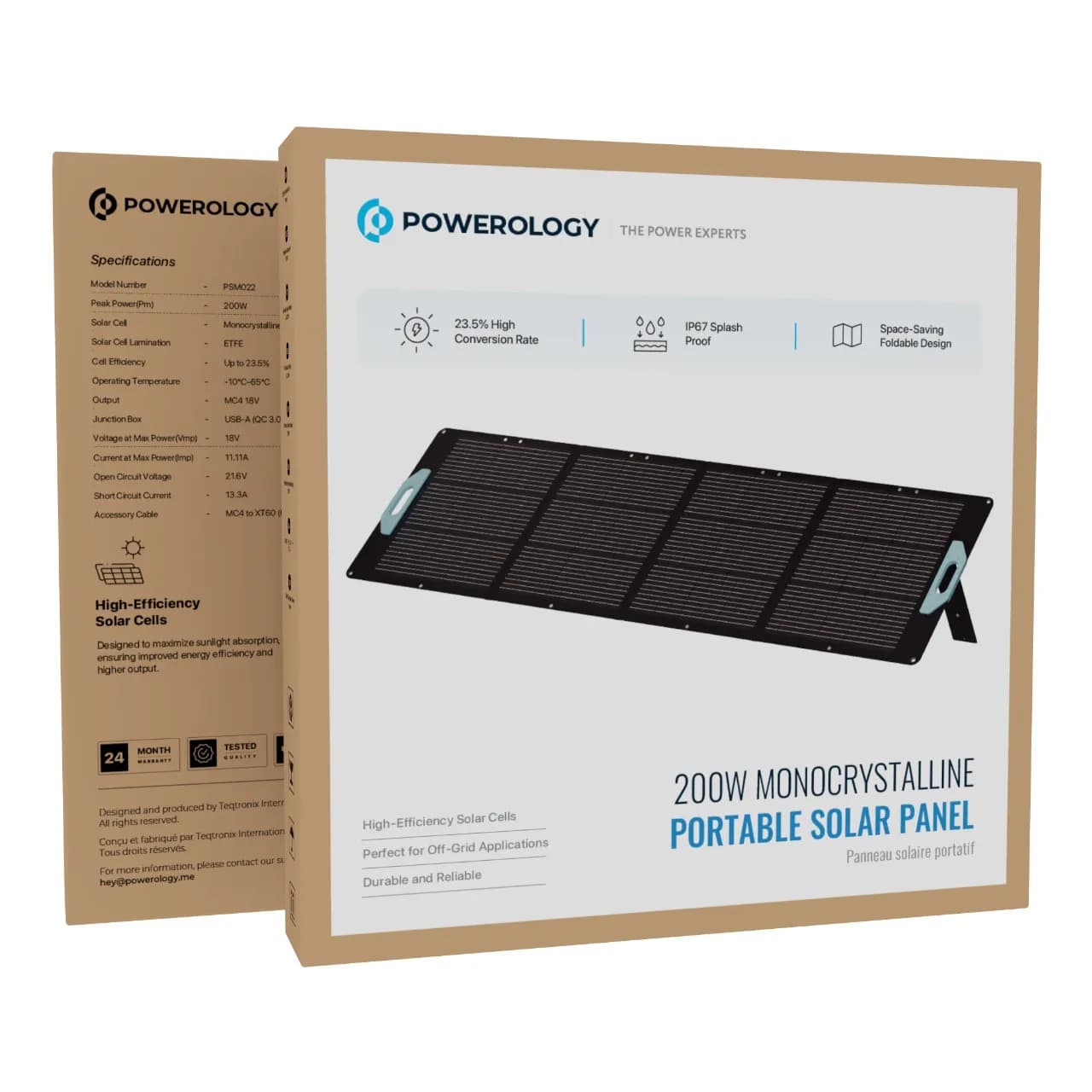 پنل خورشیدی قابل حمل پاورولوژی مدل 200W Monocrystalline — تصویر ۴