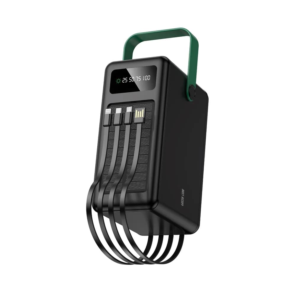 پاوربانک خورشیدی گرین لاین مدل Solar Max (ظرفیت 120000mAh و 4 کابل متصل) — تصویر ۲