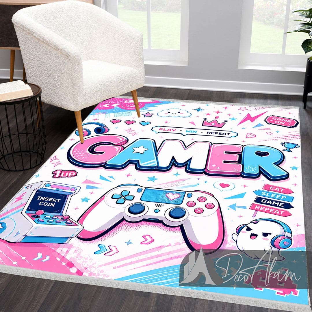 فرشینه گیمینگ دخترانه طرح Gamer صورتی کد DA-6021 | مناسب گیم نت