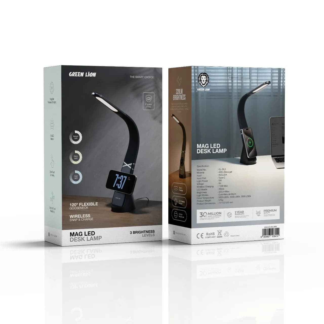 چراغ مطالعه رومیزی مگنتی گرین لاین مدل MAG LED Gooseneck with Wireless Charger — تصویر ۵