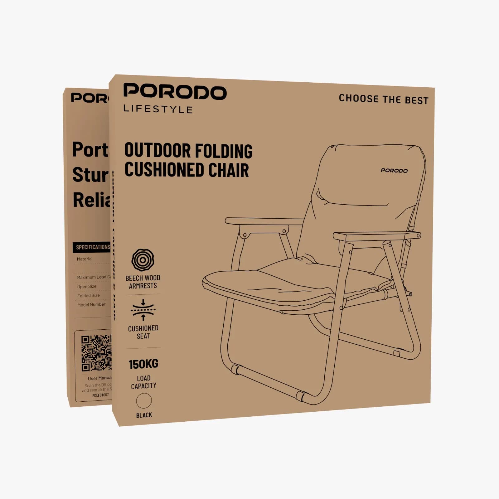 صندلی تاشو سفری بالشتکدار مدل Outdoor Folding Cushioned پرودو — تصویر ۳