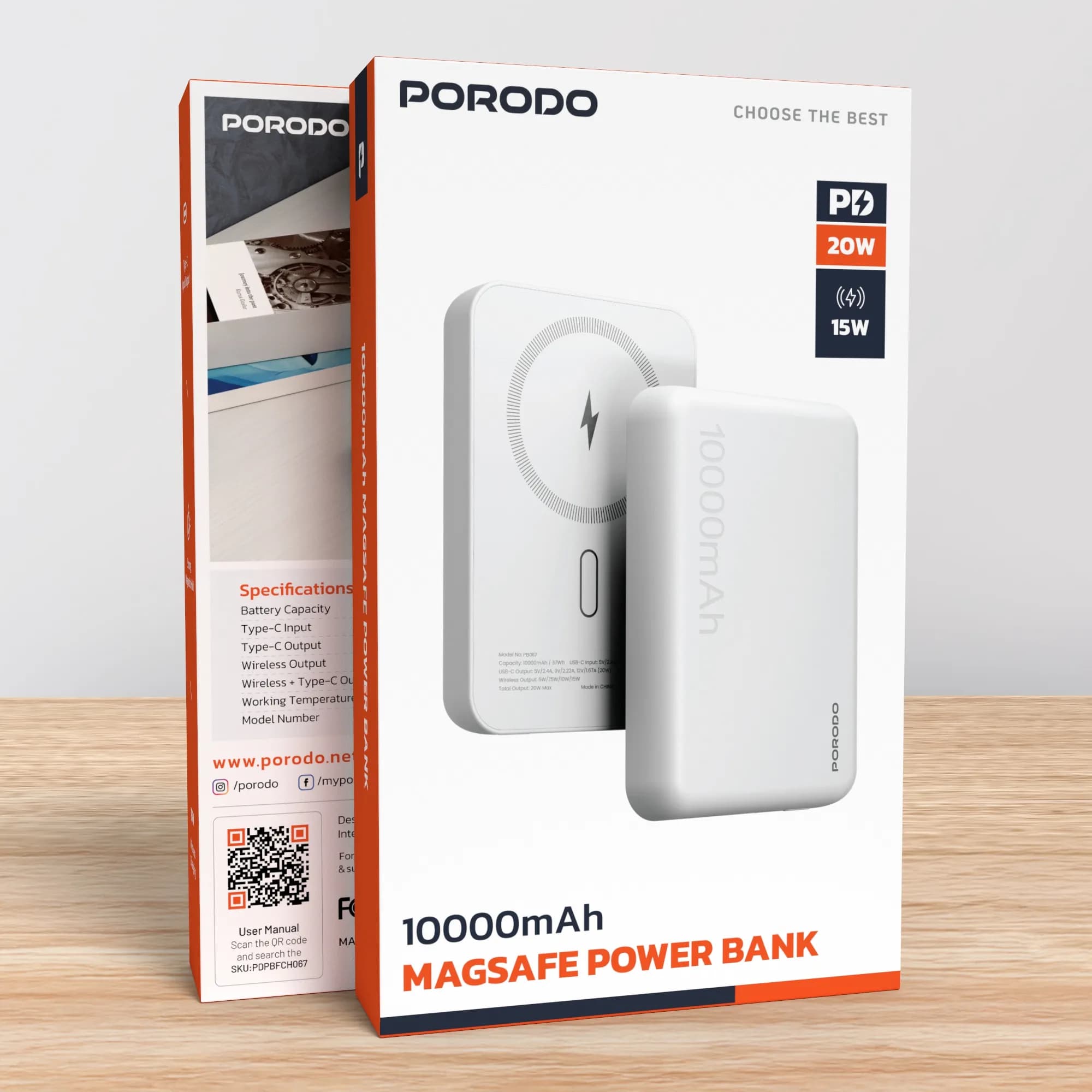 پاوربانک مگ سیف آیفون مدل Oranzo 10000mAh پرودو — تصویر ۵