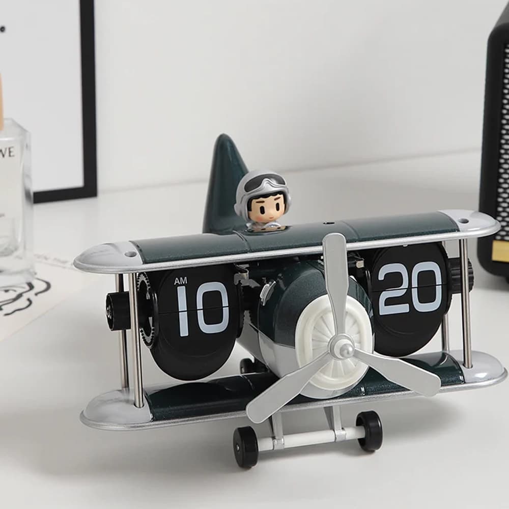 ساعت روميزی طرح هواپيما فلیپ کلاک مدل Flip Clock Airplane HY-F125 — تصویر ۳