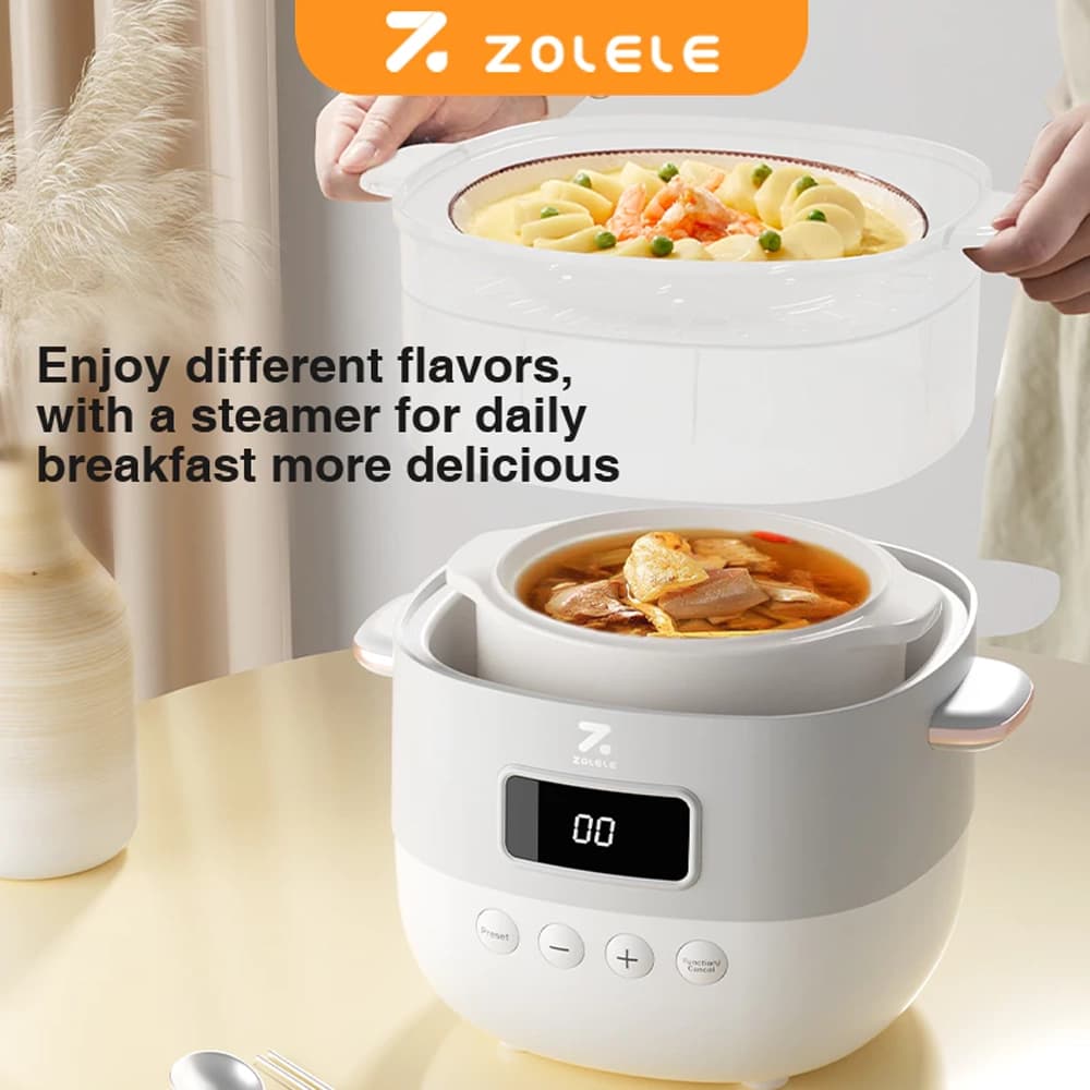 بخارپز چندکاره هوشمند شیائومی مدل Zolele Slow Cooker Smart Waterproof Stew Pot 1 litre ES101 — تصویر ۳
