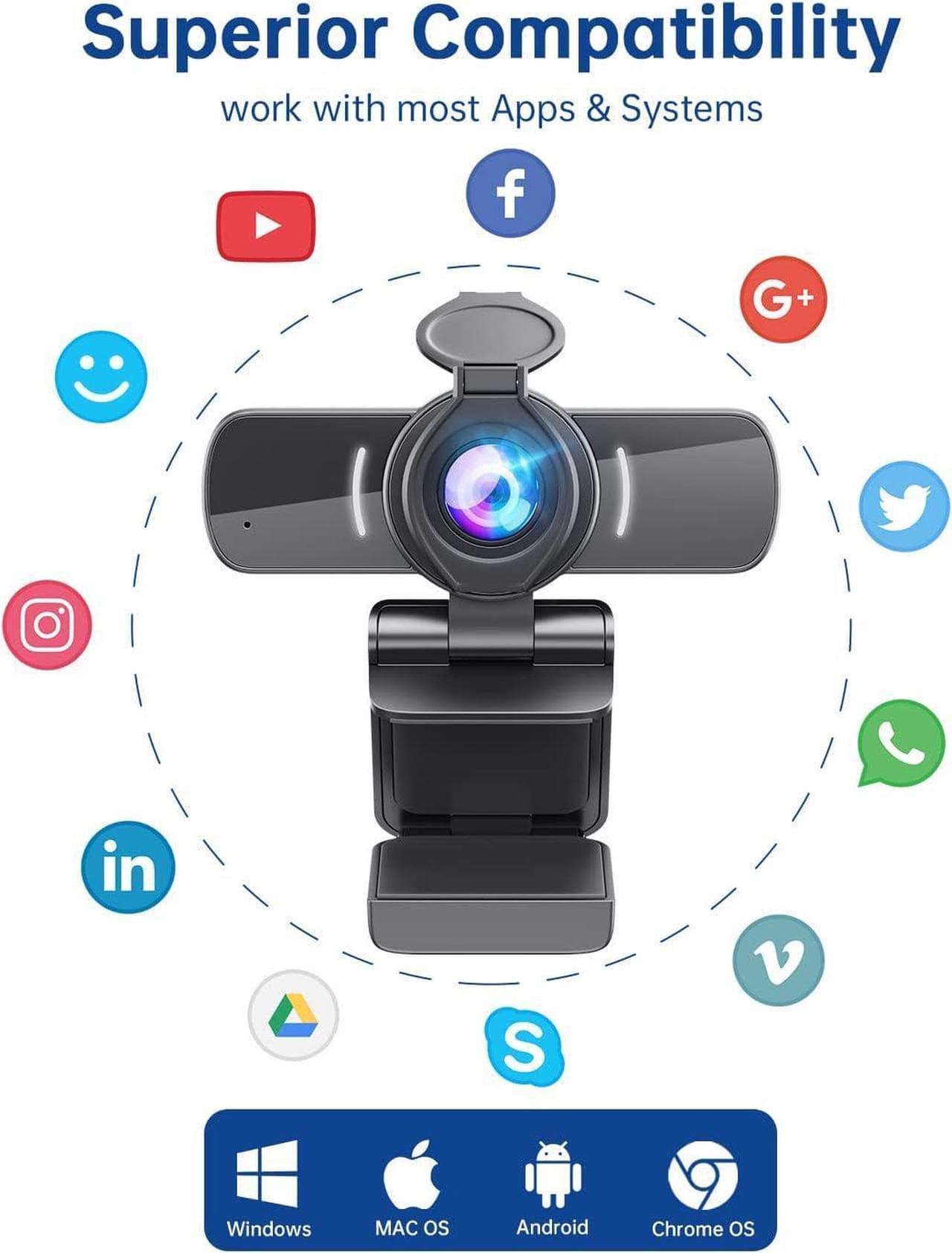 وب کم با میکروفون 1080P کاهش نویز برای استریم — تصویر ۳