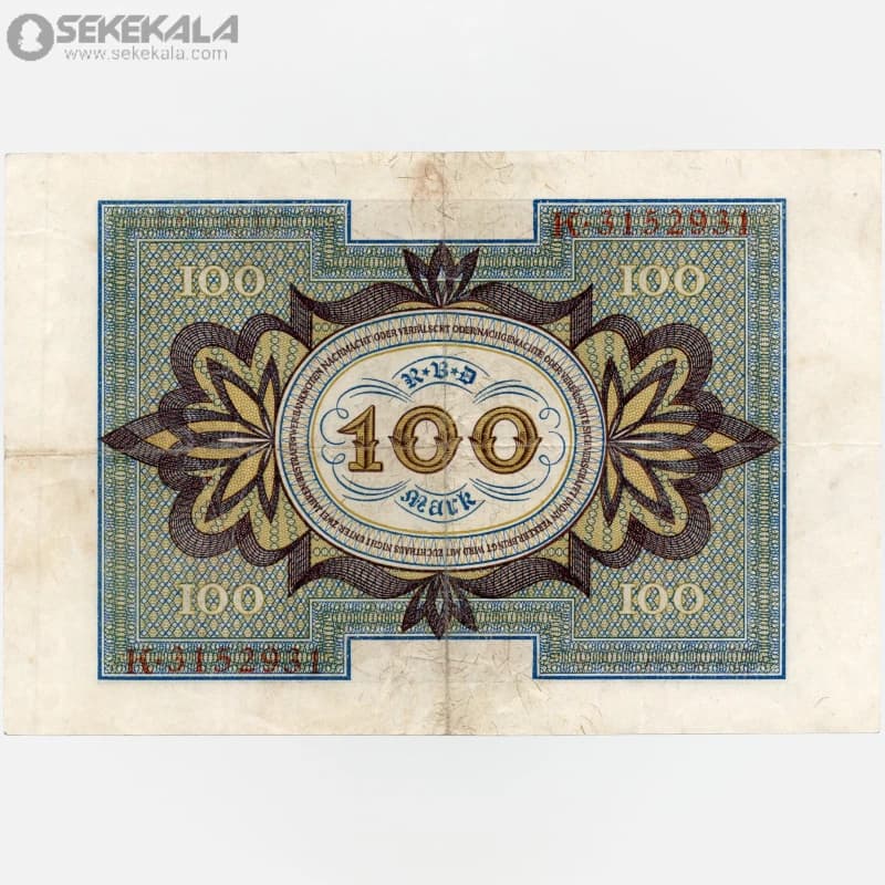 اسکناس 100 مارک آلمان 1920(VF)(جمهوری وایمار) — تصویر ۳