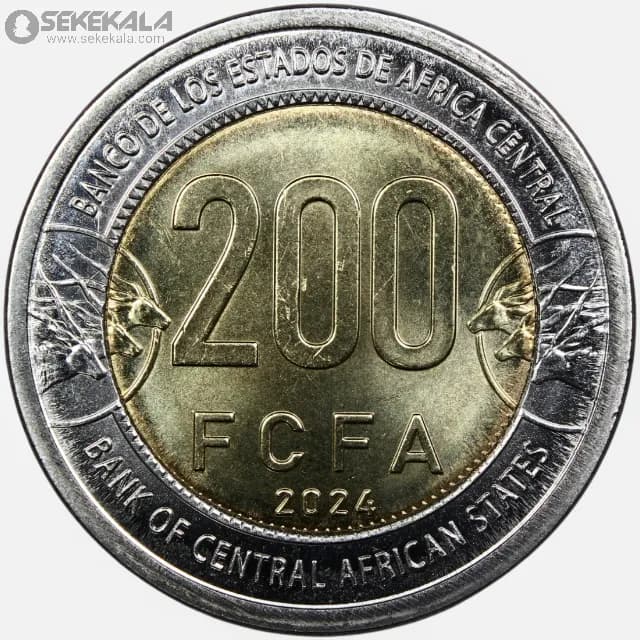 سکه 200 فرانک دوفلزی کمیاب آفریقای مرکزی 2024 (UNC) — تصویر ۳