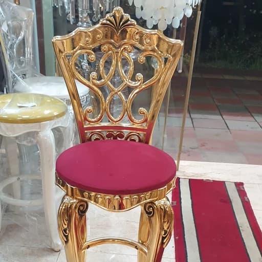 صندلی اپنی کانتر جزیره بدون دسته آبکاری طلایی مبلمان اورلین مدل 959446