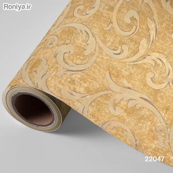 کاغذ دیواری طرح گل کلاسیک طلایی کد 22047