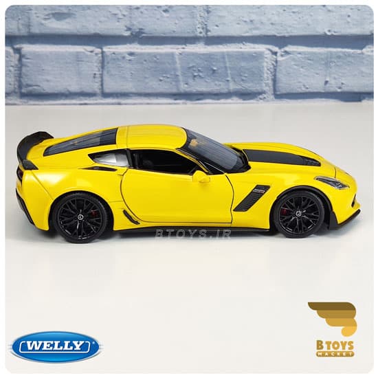ماکت ماشین شورولت کوروت زد 06 2017 زرد ویلی(Chevrolet Corvette Z06 2017 welly) — تصویر ۷