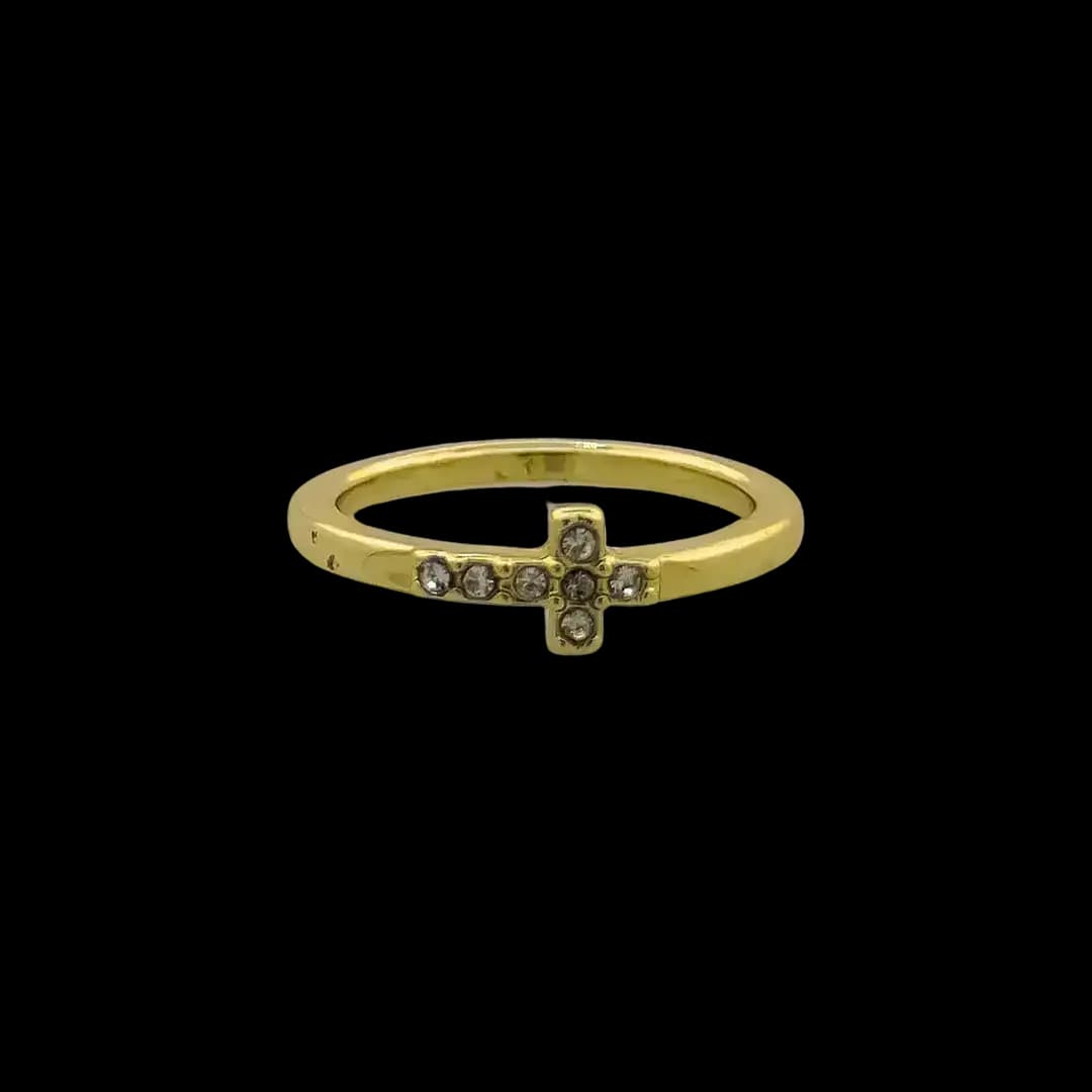انگشتر صلیب نگیندار (Pave Cross Stud Ring)