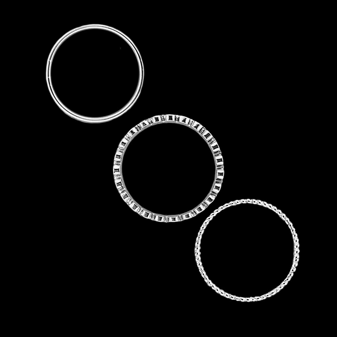 پک سه عددی انگشتر روکش نقره (Minimal Silver Plated Stacking Rings) 01 — تصویر ۴
