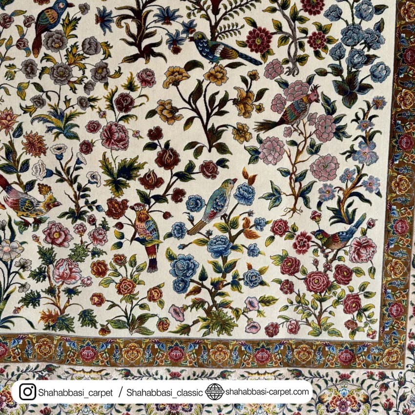 فرش ابریشم کد 211 کرم — تصویر ۴