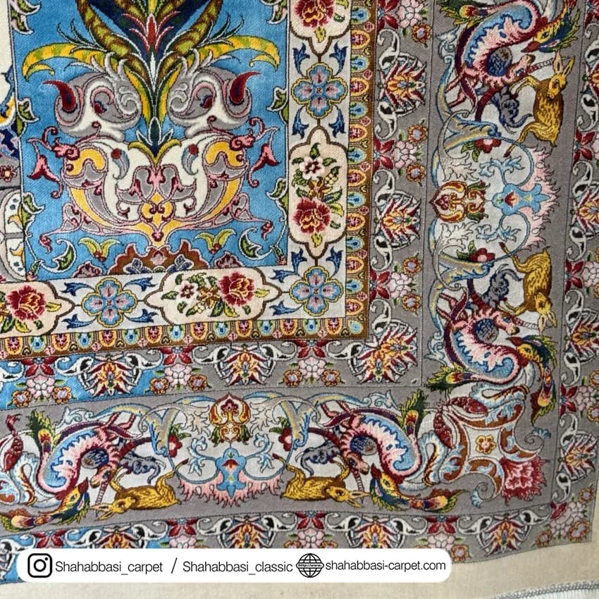 فرش ابریشم کد 210 کرم — تصویر ۳