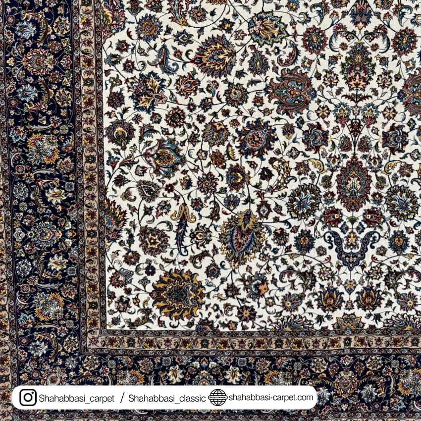 فرش ابریشم کد 199 کرم — تصویر ۴