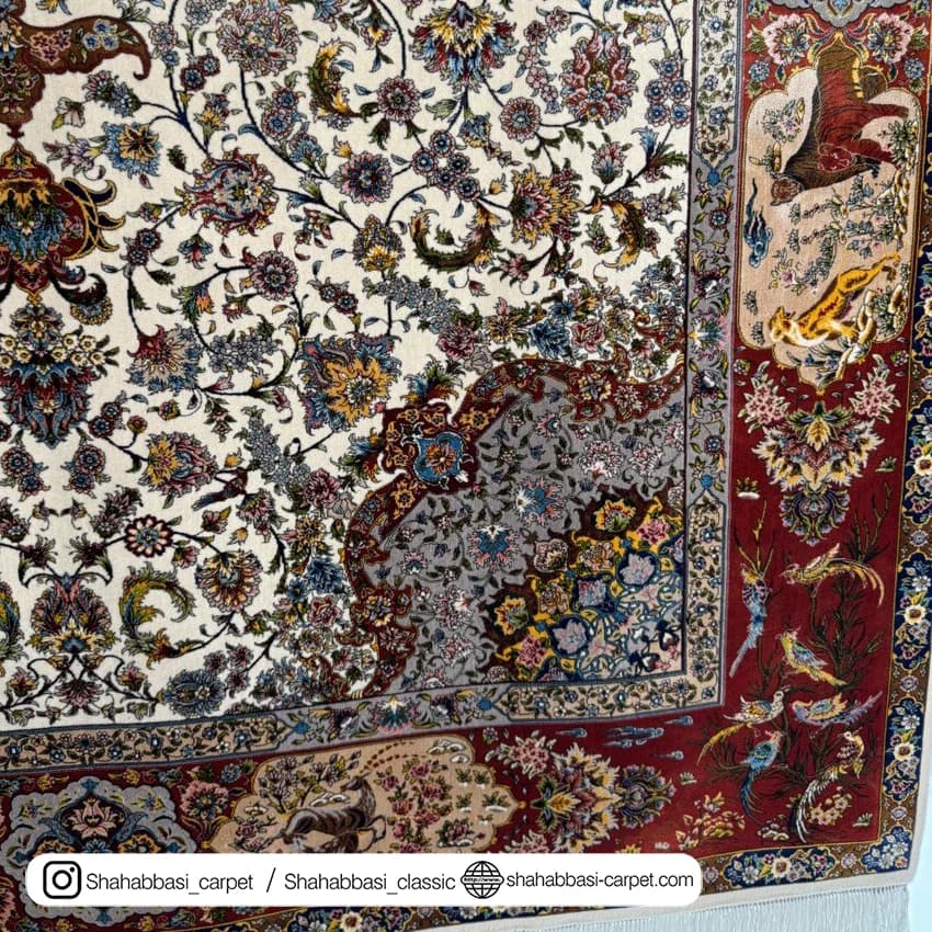 فرش ابریشم کد 192 کرم — تصویر ۵