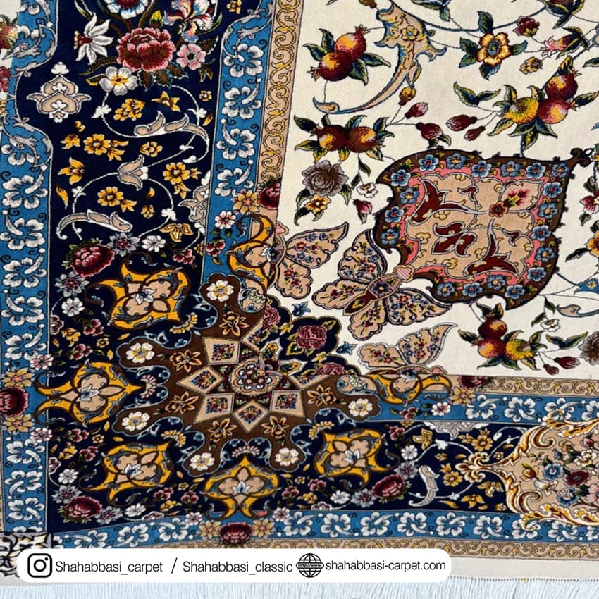 فرش ابریشم کد 189 کرم — تصویر ۲