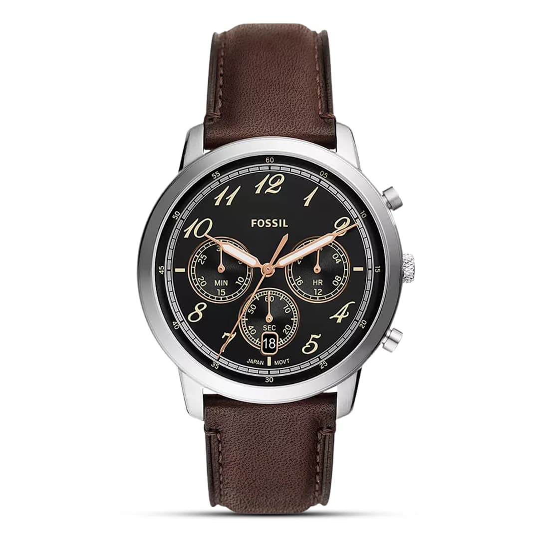 ساعت مچی مردانه کرنوگراف با صفحه مشکی و بند چرمی قهوهای Fossil مدل FS6024 — تصویر ۷